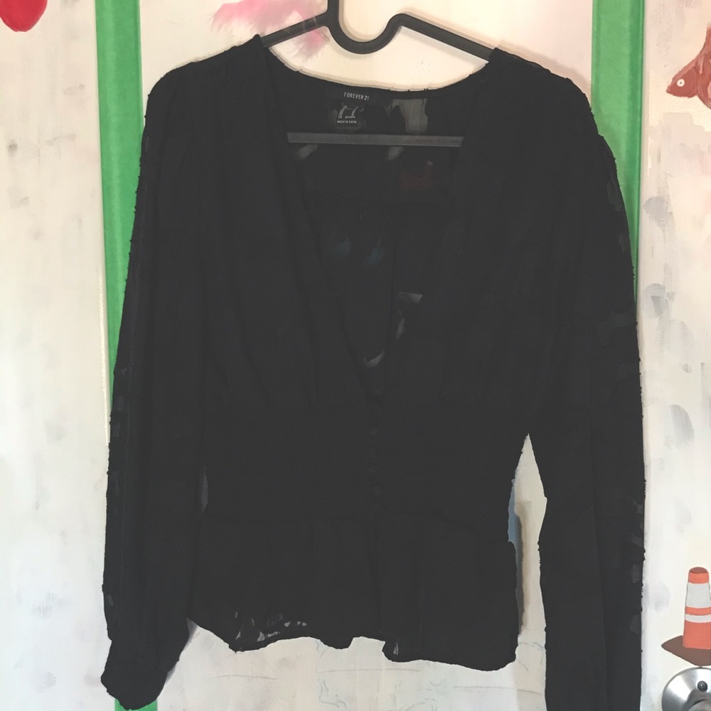Low neck black goth blouse